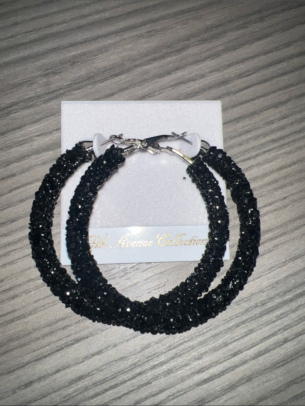 Black Crystal Hoop Earrings — Sparkling Statement Hoops